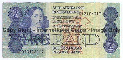 Lot of 5 old SA banknotes in decent condition - R2, R5, R10, R20, R50