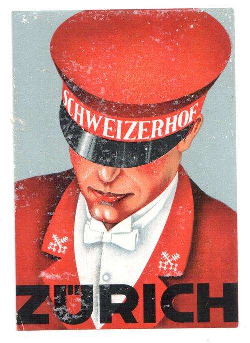 Antique Hotel Schweizerhof Zurich Label - Stuck on paper