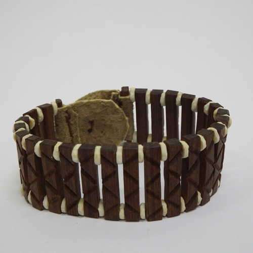 Leather and wood bracelet