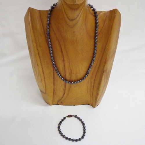 Vintage hematite necklace and bracelet with old clasp