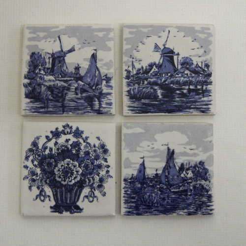 4 Delft Holland mosaic tiles