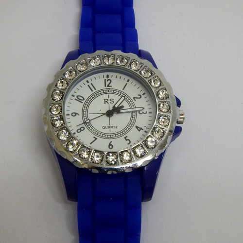 RS Quartz blue rubber strap ladies watch