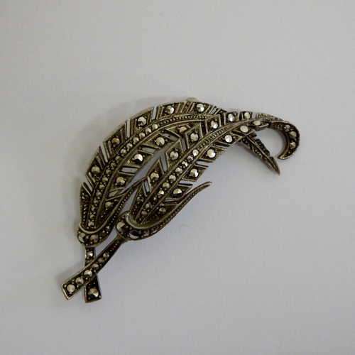 Vintage Sterling Silver and marcasite brooch