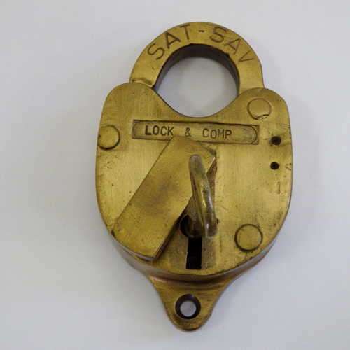 Antique Lock & Comp brass lock with key