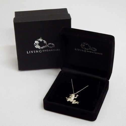 Sterling Silver Living Endangered necklace with frog pendant