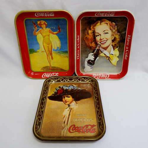 Set of 3 vintage Coca Cola trays