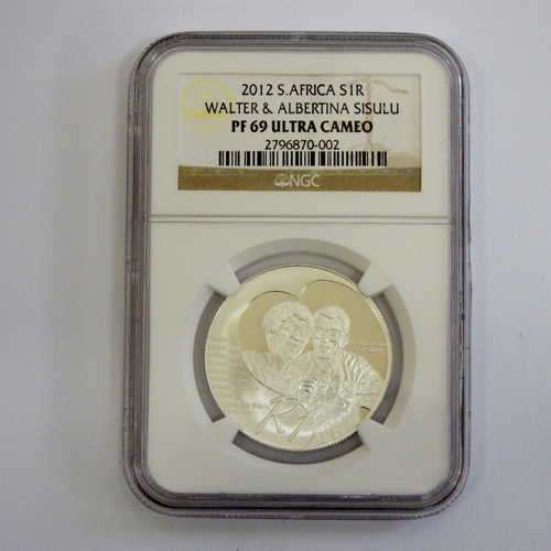2012 South Africa Walter & Albertina Sisulu silver R1 graded PF 69 Ultra Cameo by NGC
