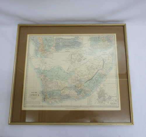 Framed South African map - 1834 written in pencil
