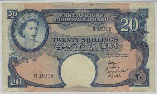 East Africa 20 Shillings banknote - 1958 - 60 issue