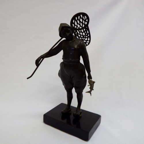 Antique fisherman bronze statue