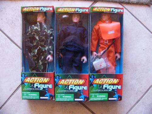 Action figures.Three types. Soldier , paramedic and policeman.