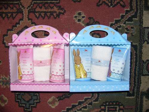 Bunnykins gift sets with lotion shampoo and facecloth.