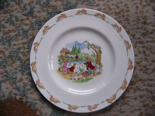 Bunnykins plate 20cm with fishing scene picture on it.