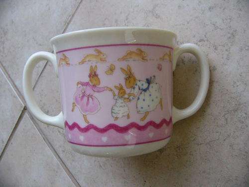 BUNNYKINS two handle cup in pink for girls.Brand new.