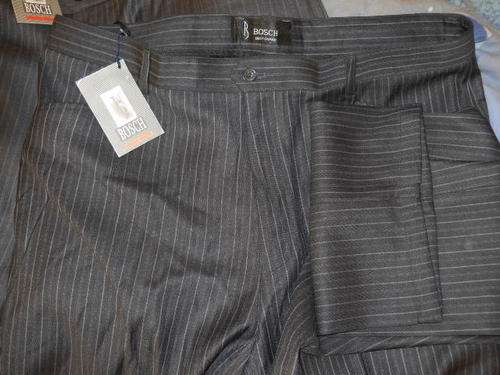 Slacks in charcoal and black pin stripe .Make BOSCH.Size 38.  2 new pairs.