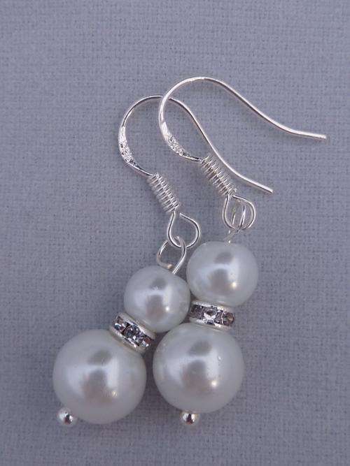 Pearl and diamante earrings by Dream Day Couture - Free parcel post