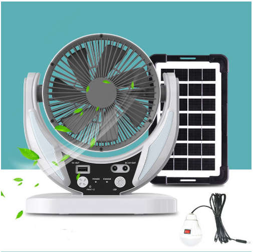 6` RechargeableSolar Fan With 4500mah Battery And 6V 4W Solar Panel OP050