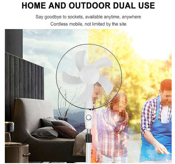 Floor Standing Vibrating Stand Fan 3 Speed, Heavy Duty Base, Rechargeable Stand Fan