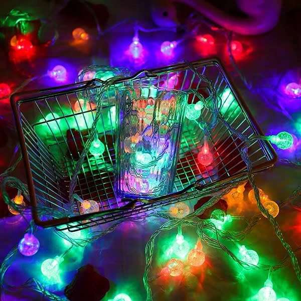 Bubble Ball LED Fairy String Light  with Tail Plug Extension 5m RGB