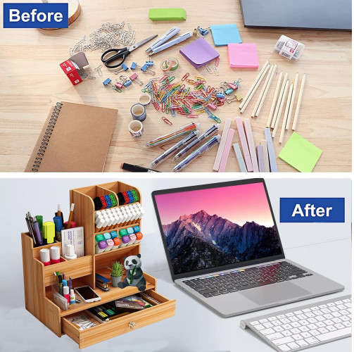 Creative multifunctional wooden DIY oblique pen holder stationery storage cabinet