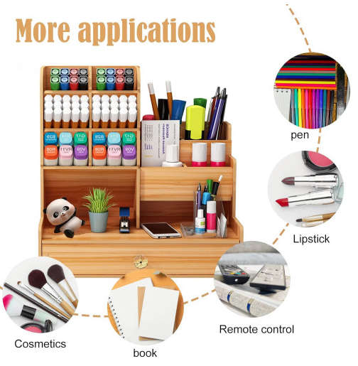 Creative multifunctional wooden DIY oblique pen holder stationery storage cabinet