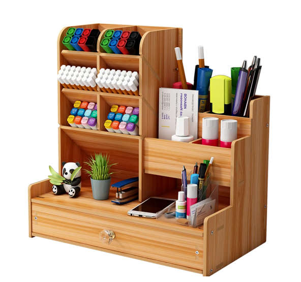 Creative multifunctional wooden DIY oblique pen holder stationery storage cabinet