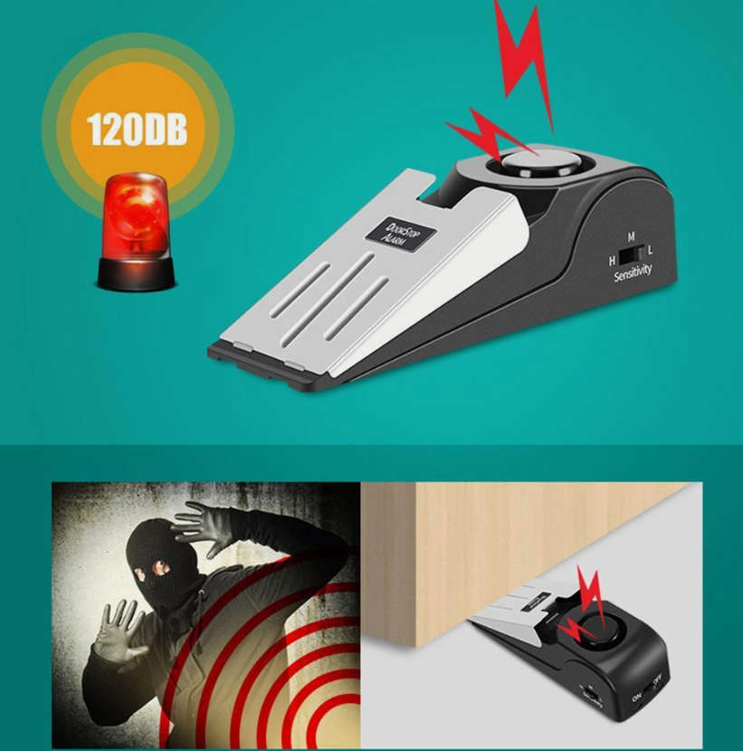 Door Stop Alarm Anti-theft Wireless Door Stopper Block Alarm (Door Stop Alarm)