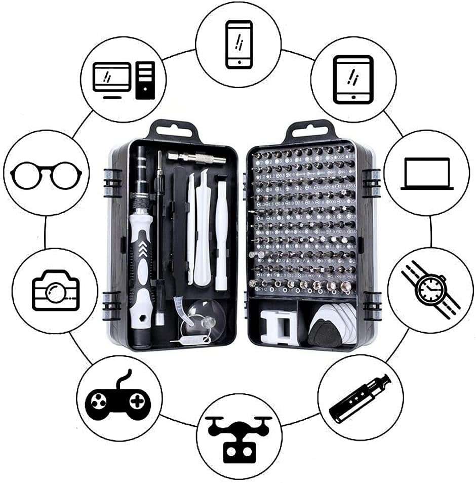 Screwdriver Set 115 in 1 Screwdriver Set Repair Tool Set, Alloy Mini Hardened Screwdriver Set