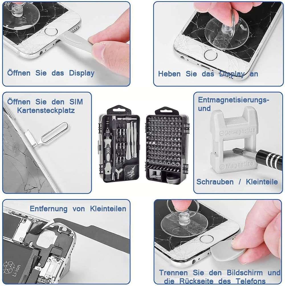 Screwdriver Set 115 in 1 Screwdriver Set Repair Tool Set, Alloy Mini Hardened Screwdriver Set