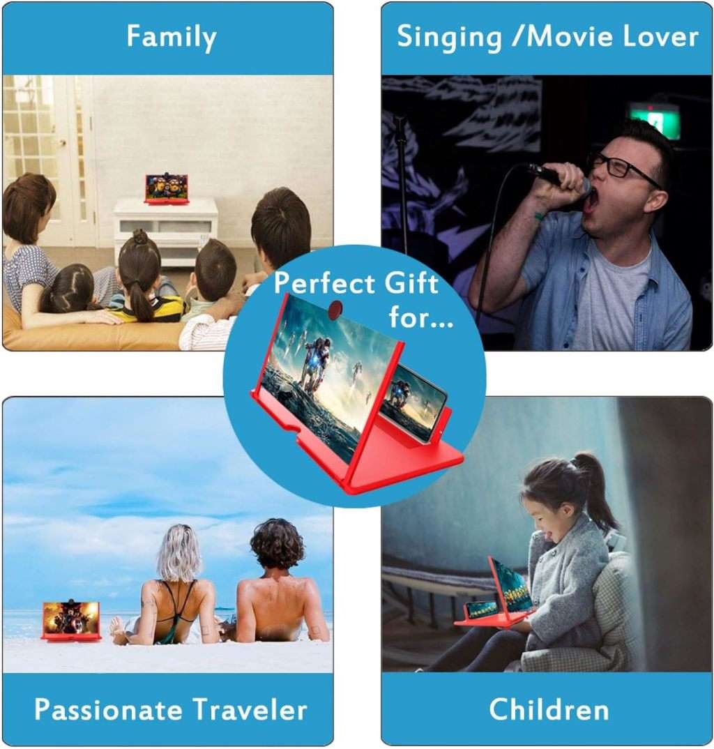 Screen Magnifier - 12 Inch 3D HD Mobile Phone Foldable Magnifying Projector Screen Accessory