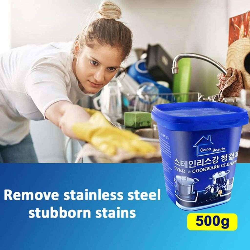 Stainless Steel Cleaning Paste Powerful Cookware Rust Remover Kitchen Cleaning Oil Stains (500g)