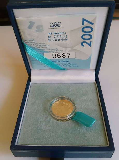2007 Protea Series R5 (1/10 oz) Mandela 24 Carat Gold