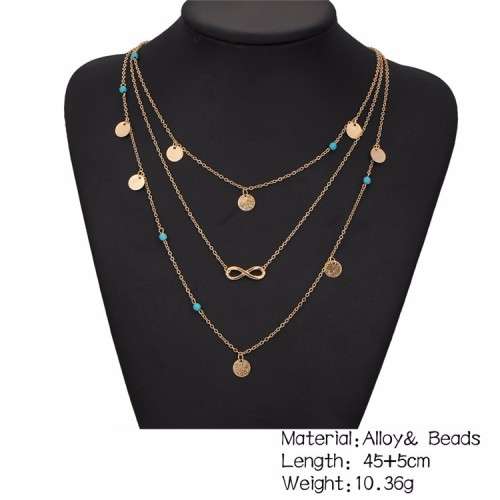 Multi Layer Gold Color Tassel Infinity Necklace