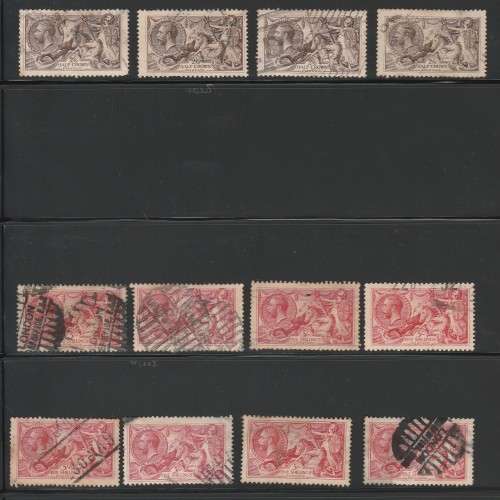 Great Britain Seahorses, With small faults 2/6d and 5/-