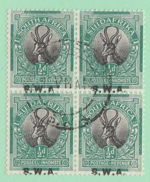 South West Africa, Y2d Springbok Misplaced Overprint
