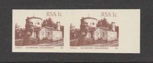 South Africa 1982 Buildings 1c Imperf Pair Colour Trials