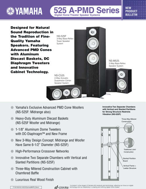 YAMAHA NS525F (1 Speaker tweeter Pressed in but working 100%)