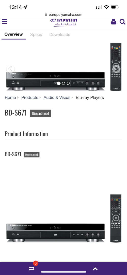 Yamaha bd671 (no remote) + 4 free blu ray discs