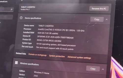 Microsoft Surface Pro 7 i5 1035G4-PLEASE READ DESCRIPTION