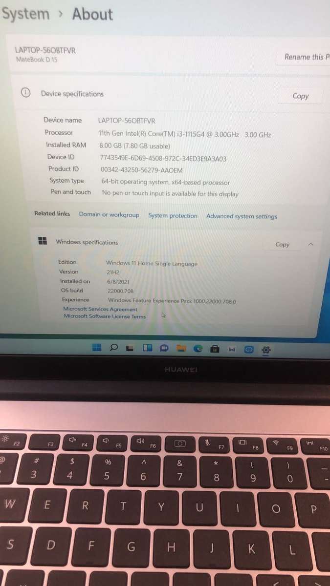 Huawei d15 11th Gen notebook