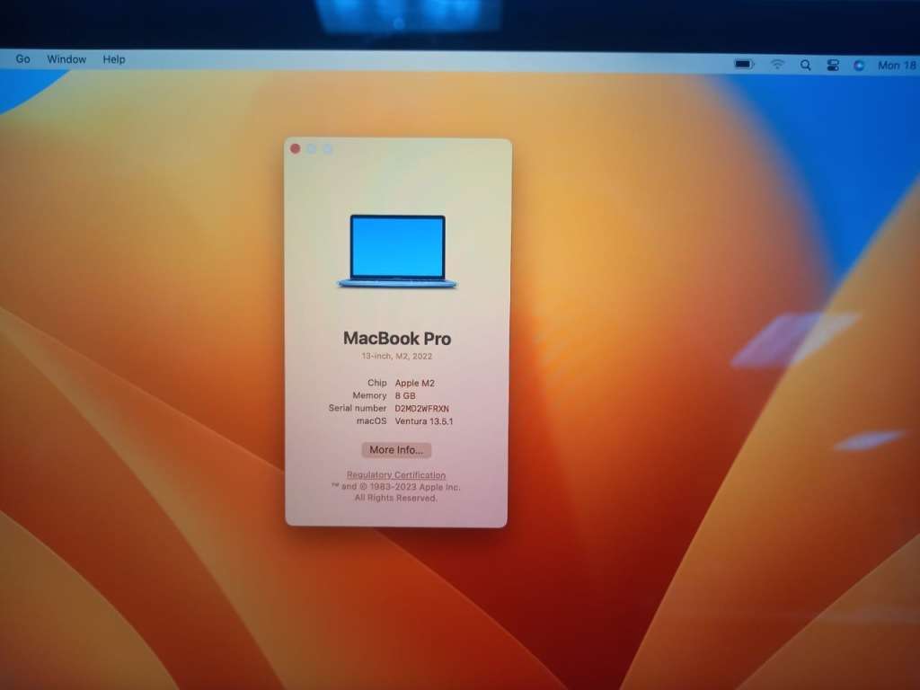 MacBook Pro M2  (2022)(46 cycle count - NEW CONDITION)