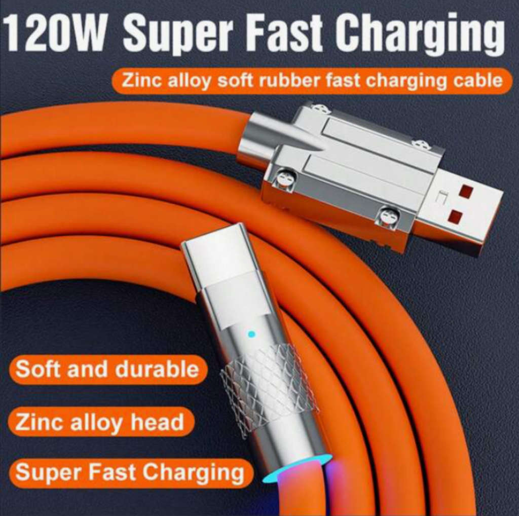 Premium Quality Heavy Duty: 120w 6a Super-Fast Charge Type-A Liquid Silicone Cable