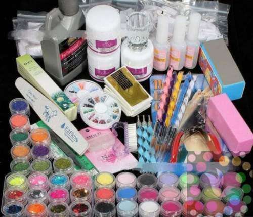 ACRYLIC NAIL KIT SET + 24 COLORS GLITTERS + 12 COLORS ACRYLICS