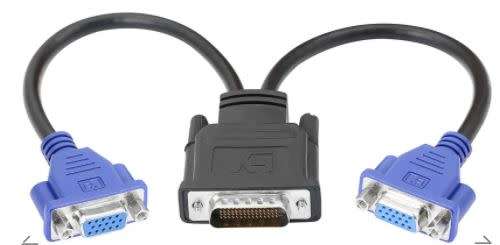 DMS-59 Pin to Dual VGA Adapter Y Splitter,DMS 59Pin Male to 2 VGA Female x 3 units