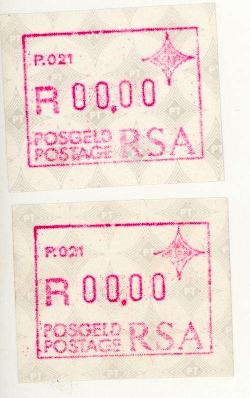 Frama Labels RSA Postage - R00,00   with code P.021