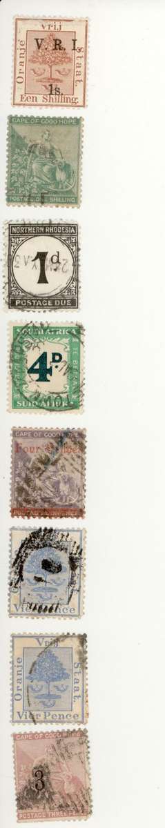 Lot of 8 High value stamps - Rhodesia, OFS, Union, COGH