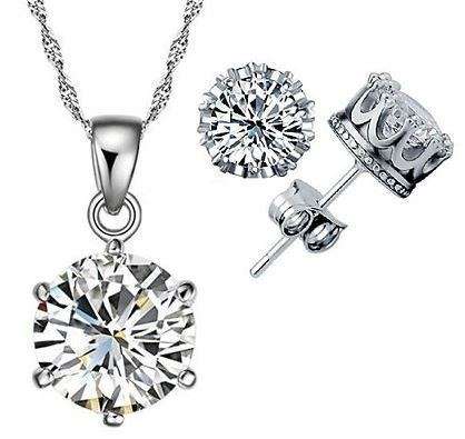 Exquisite 925 Sterling Silver Twisted Chain Cubic Zirconia Jewelry Set