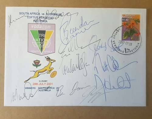 2001 SOUTH AFRICA V AUSTRALIA FDC - 11 ORIGINAL AUTOGRAPHS