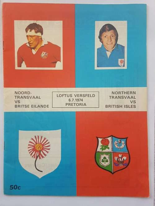 1974 NORTHERN TRANSVAAL V BRITISH LIONS RUGBY PROGRAMME