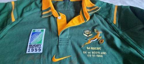 1999 RUGBY WORLD CUP - SPRINGBOK MATCH WORN JERSEY V SCOTLAND